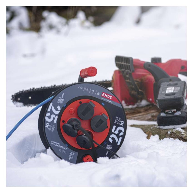 Špeciálny predlžovací kábel na bubne 25 m / 4 zásuvky / PVC/ 230 V / 1,5 mm2 3