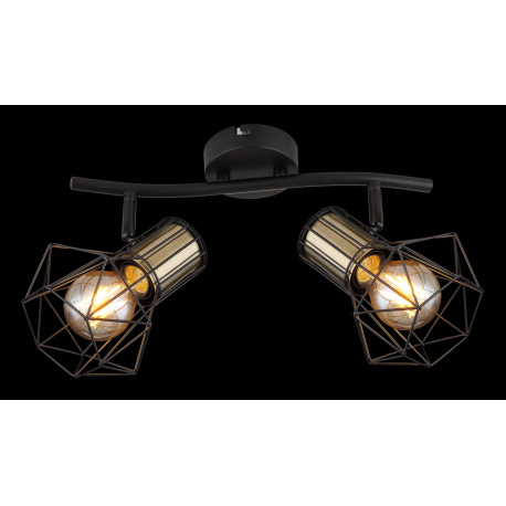 Nástenné svietidlo, kov čierny, kovová mriežka čierna, DxŠxV:340x130x190mm, bez žiaroviek 2x E27, ma 16