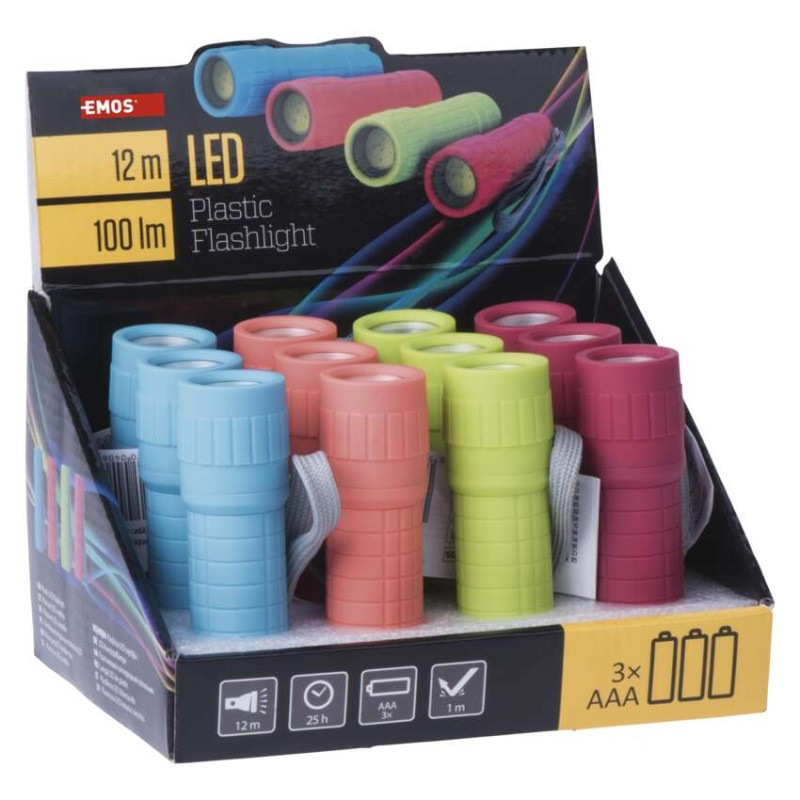 COB LED ručné svietidlo P4706, 100 lm, 3× AAA, 12 ks, display box 1