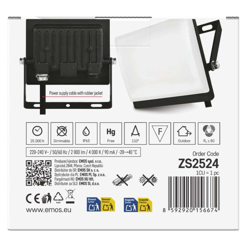 LED reflektor TAMBO EVO, 20 W, 2000 lm, IP65, čierny 12
