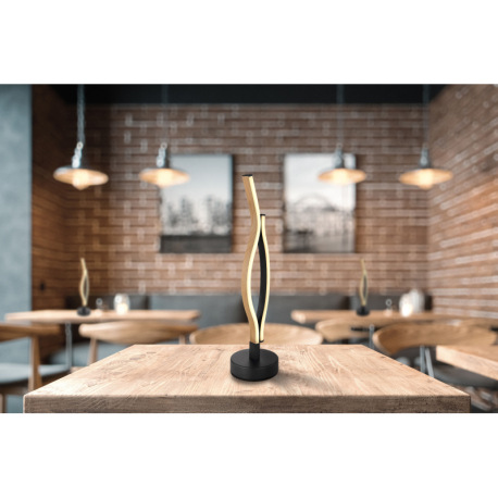 Stolná lampa kov čierny matný, plast biely, hliník čierny matný, hliník imitácia dreva, kábel PVC či 1