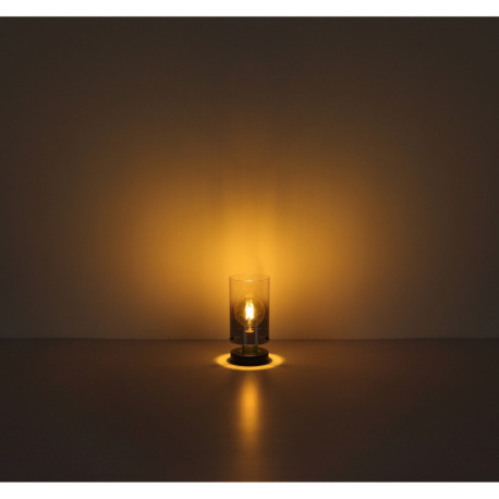 Stolové svietidlo, kov čierny matný, sklo dymové, priehľadné, kábel PVC čierny, kolískový vypínač na 4