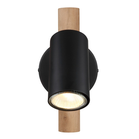 Nástenné svietidlo, drevo tmavohnedé, kov čierny, ŠxV:100x200mm, H: 200mm, bez žiarovky 1x GU10, max 10