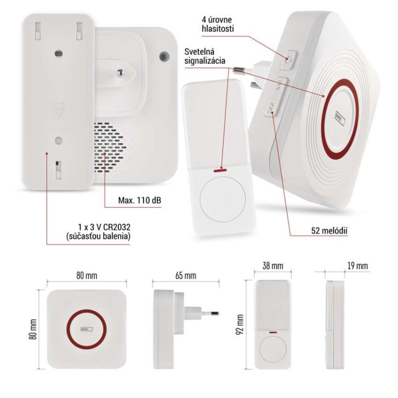 GoSmart Domový bezdrôtový zvonček P5735WS do zásuvky s WiFi 7