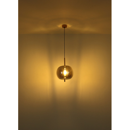 Závesné svietidlo, kov čierny, mosadz, dymové sklo, ø: 460mm, V:1200mm, bez žiaroviek 3x E14, max. 4 16