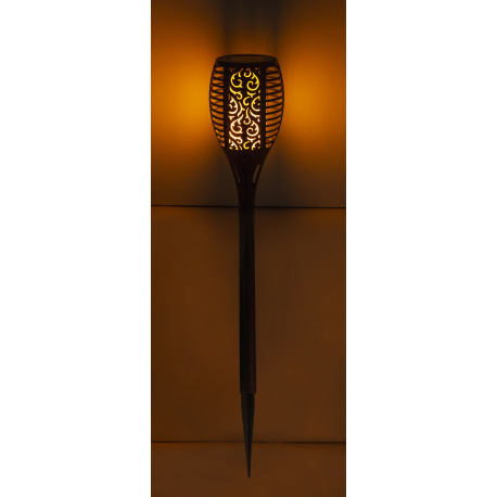 Solárne svietidlo, plast čierny, plast, fakľa, hrot do zeme, blikajúca LED, IP44, vypínač, akumuláto 4