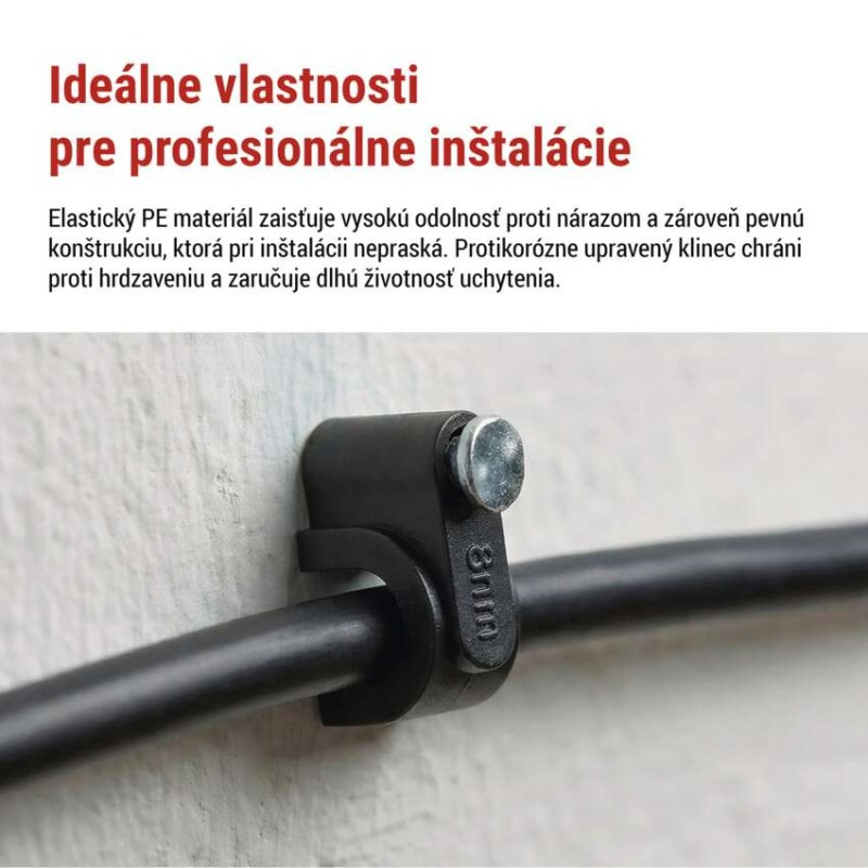 Káblová príchytka 8 mm, čierna, 50 ks 1