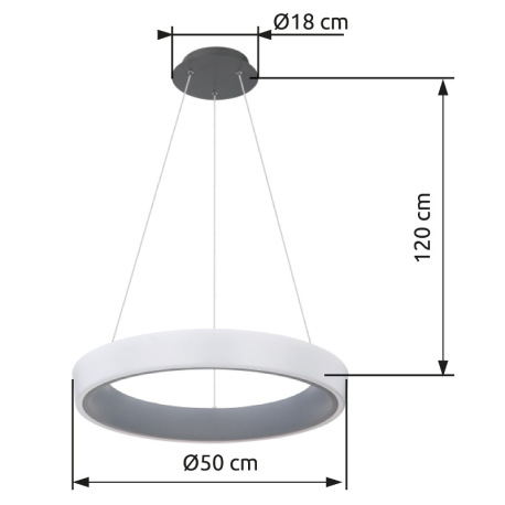 Závesné svietidlo, kov antracit, akryl antracit a biely, nočné svetlo, funkcia pamäte, stmievateľné, 11