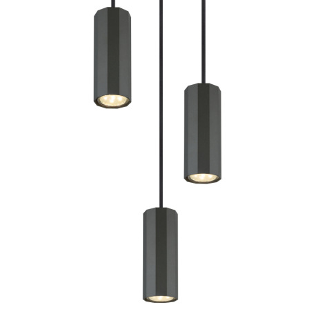 Závesné svietidlo, kov sivý matný, hliník sivý matný, kábel PVC čierny, výškovo nastaviteľné, ø: 210 3