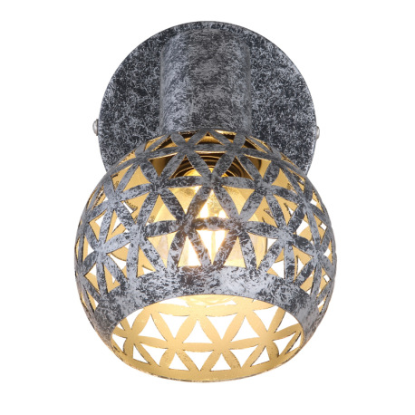 Nástenné svietidlo, kov sivý antik, tienidlo ručne maľované, tienidlo s dekoratívnym dierovaním, ŠxV 3