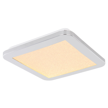 Stropné svietidlo, chróm, plast satinovaný, akrylové priehľadné krištále, zmena farby svetla pomocou 5