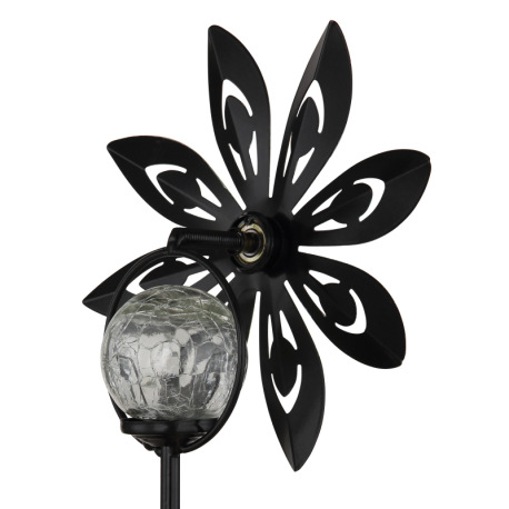 Solárne svietidlo, kov multicolor, medená farba, kov čierny matný, číra sklenená guľa, žlté sklenené 6