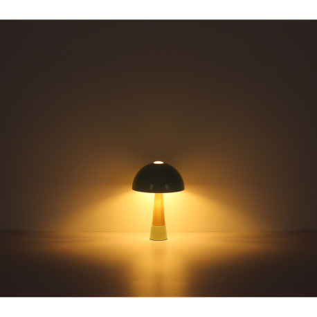 Stolná lampa, kov, piesková matná, kov imitácia dreva, kábel PVC čierny, kolískový vypínač na kábli, 18