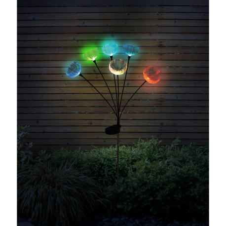 Solárne svietidlo z nehrdzavejúcej ocele, plast čierny matný, plast priehľadný, posuvný vypínač, RGB 5