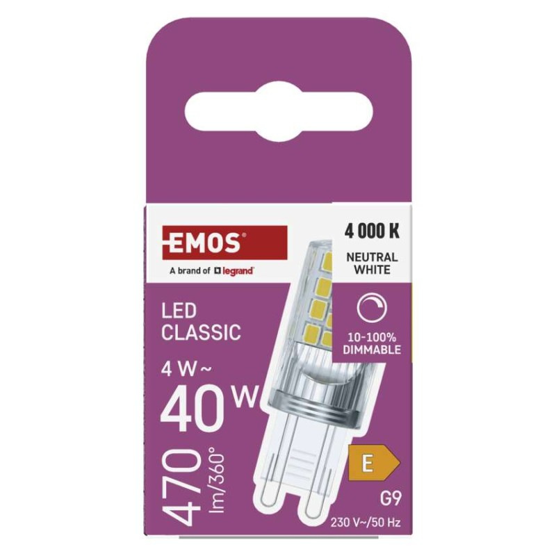 LED žiarovka Classic JC / G9 / 4,2 W (40 W) / 470 lm / neutrálna biela / stmievateľné 5