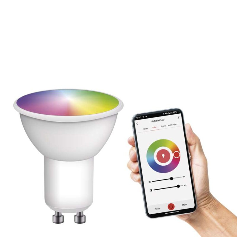 LED žiarovka GoSmart MR16 / GU10 / 4,8 W (35 W) / 400 lm / RGB / stmievateľná / WiFi 7