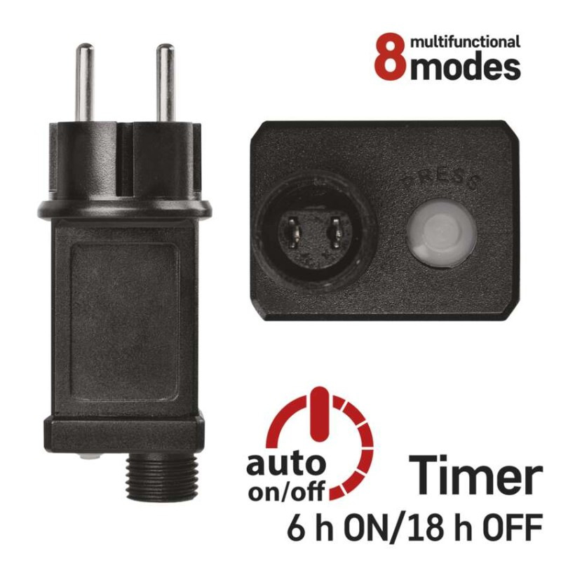 LED vianočná reťaz, 4 m, vonkajšia aj vnútorná, studená biela, programy, časovač 11