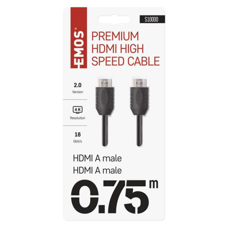HDMI 2.0 high speed kábel A vidlica – A vidlica 0,75m 1