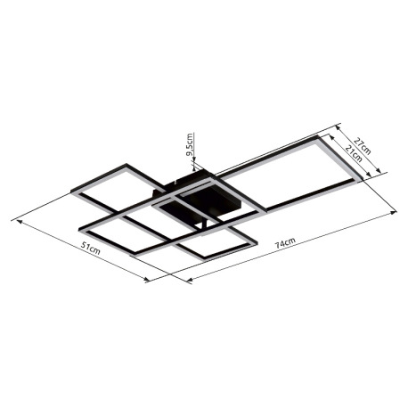 Stropné svietidlo, kov čierny matný, akryl biely, stmievateľné, SmartLight, aplikácia, pamäťová funk 10