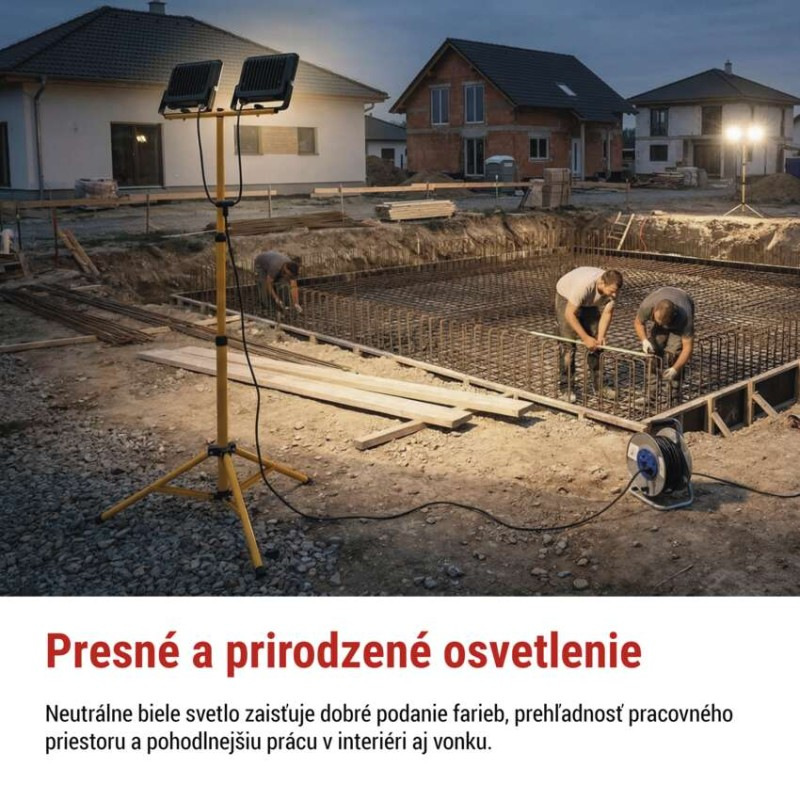 LED reflektor GLARO, 2×50W + trojnožka, neutrálna biela 7