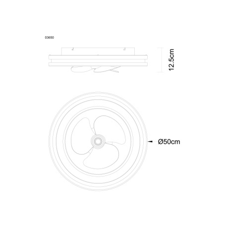 Stropný ventilátor kov biely, drevo, plast biely/transparent, stmievateľný, niekoľko úrovní cez nást 12