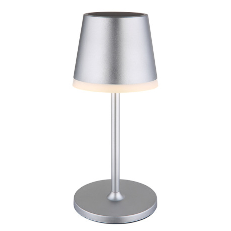 Solárne svietidlo, kov/plast strieborná metalíza, plast satinovaný, posuvný spínač, batéria CR18650 5