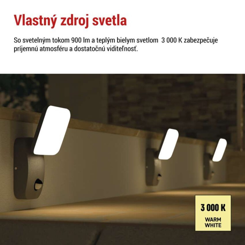LED záhradné nástenné svietidlo NIKA, senzor súmraku, 12 x 12 x 20 cm, 12,8 W, teplá biela 4