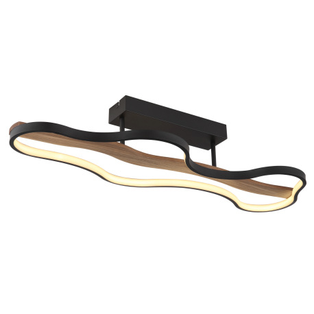 Stropné svietidlo, kov čierny matný, drevo, hliník čierny, silikón biely, DxŠxV: 806x290x150mm, vrát