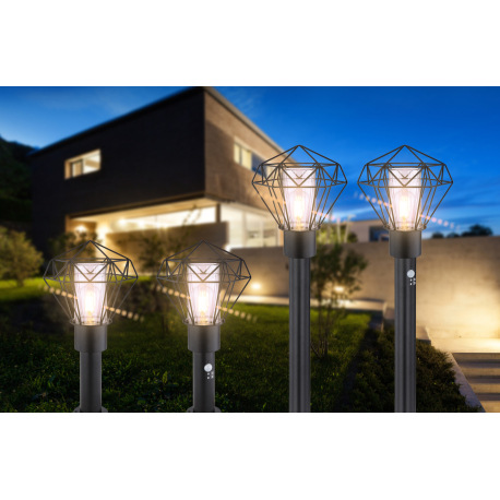 Vonkajšie svietidlo, nehrdzavejúca oceľ čierna, kov čierny, plast priehľadný, IP44, Ø 255, V:500, be 1