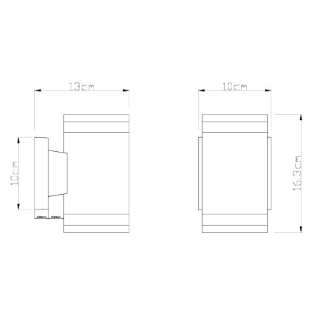 Vonkajšie svietidlo, hliník antracit, sklo priehľadné, svieti hore aj dole, IP44, ŠxV:100x163, H:130 17