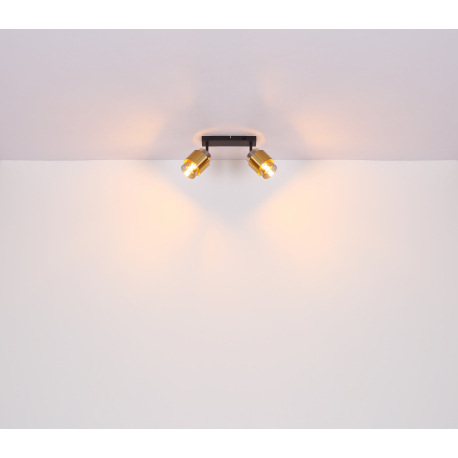 Stropné svietidlo kov čierny matný, sklo dymové, mosadzný krúžok, ø: 500mm, V: 260mm, bez žiaroviek 12