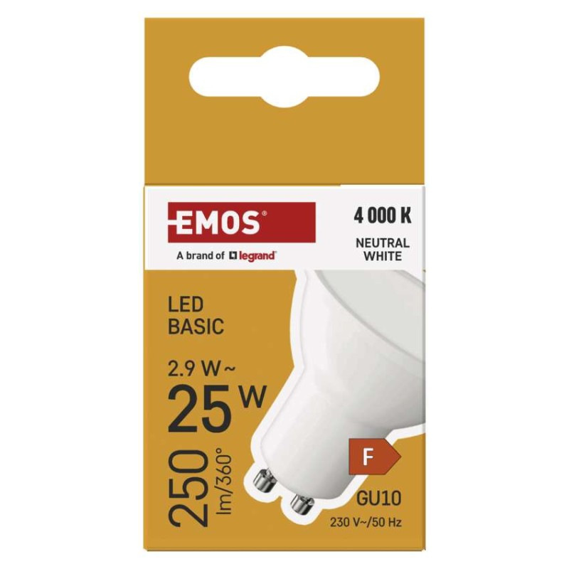 LED žiarovka Basic MR16 / GU10 / 2,9 W (25 W) / 250 lm / Neutrálna biela 3