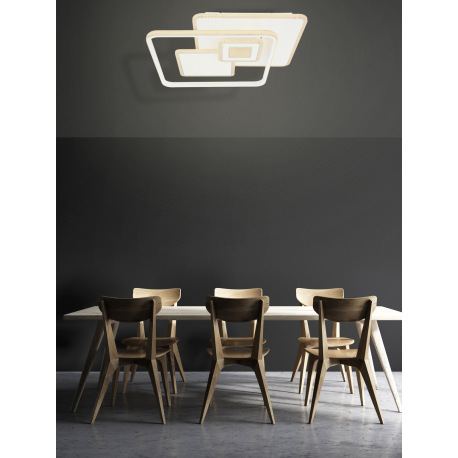 Stropné svietidlo, kov biely, chróm, akryl biely, pamäťová funkcia, nočné svetlo, stmievateľné, diaľ 12