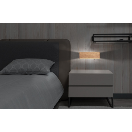 Nástenné svietidlo, kov vo farbe imitujúcej drevo, akryl biely, svetlá hore a dole, vypínač, ŠxV: 22 1