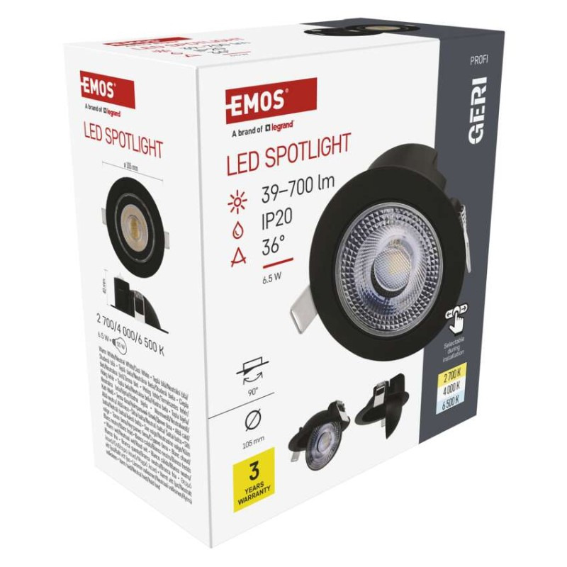 LED SVIETIDLO GERI VST. KR 6,5W 700LM IP20 CCT čierná 10