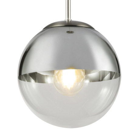 Závesné svietidlo, kov nikel matný, sklo priehľadné chróm, Ø200, V:1200, bez žiarovky 1xE27, max. 40 3