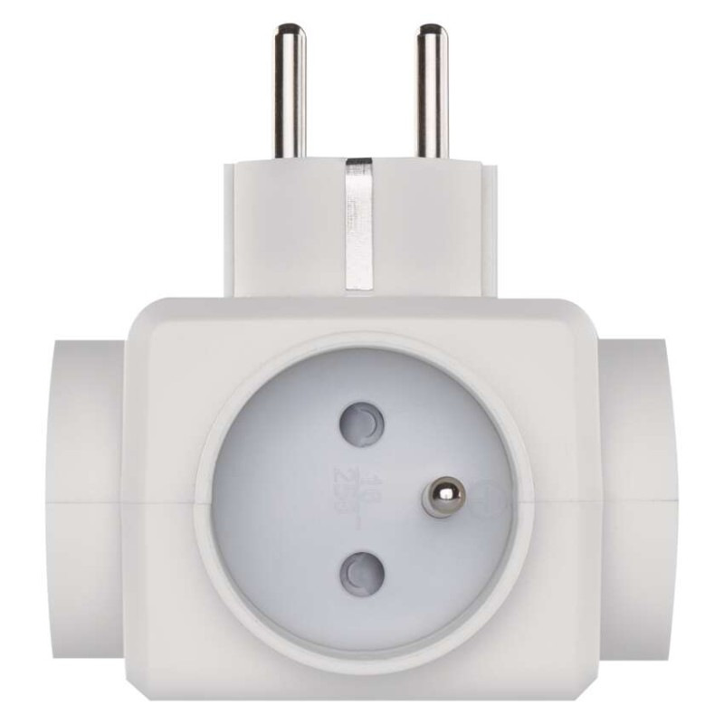 Rozbočovacia zásuvka 3× guľatá, 2× USB 6