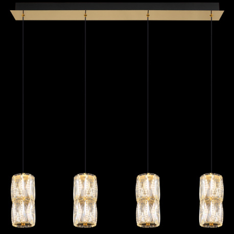 Závesná lampa kov zlatej farby antik, kov čierny matný, krištáľové číre sklo, kábel PVC čierny, výšk 6