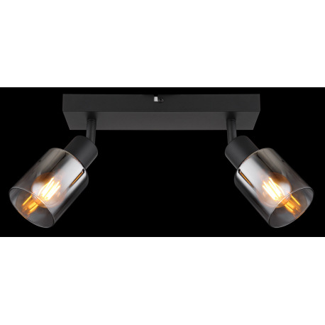 Nástenné svietidlo, kov čierny matný, dymové sklo s prechodom do priehľadného skla, DxŠxV: 260x70x14 5