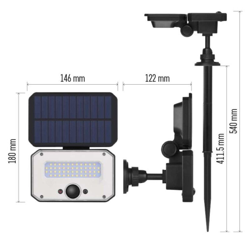 LED reflektor solárny SPILO so senzorom pohybu, teplá biela 4