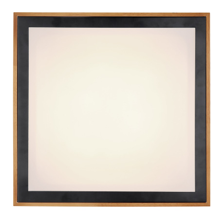 Stropné svietidlo, kov čierny, drevo hnedé, akryl biely, DxŠxV:390x390x90mm, vrátane LED 24W 230V, 2 17