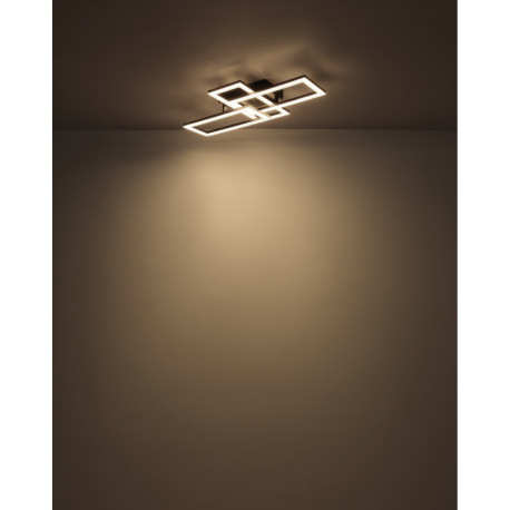 Stropné svietidlo, matný čierny plast, číre akrylové kryštály, otočné, DxŠxV: 614x340x93mm, LED 24W 7