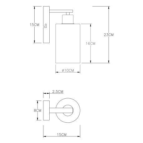 Nástenné svietidlo, kov čierny, sklo dymové, svieti smerom dole, ŠxV: 100x230, H: 150, bez žiarovky 7