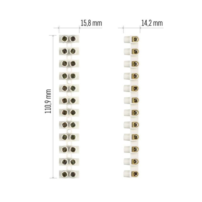 Skrutková svorkovnica 12× 4–6mm2, 450 V, biela, 10 ks 7