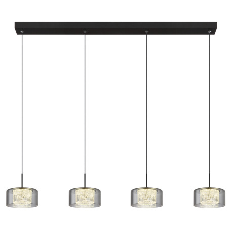 Závesné svietidlo, čierny matný kov, dymové sklo, číry akryl, čierny PVC kábel, možnosť skrátenia vý 3