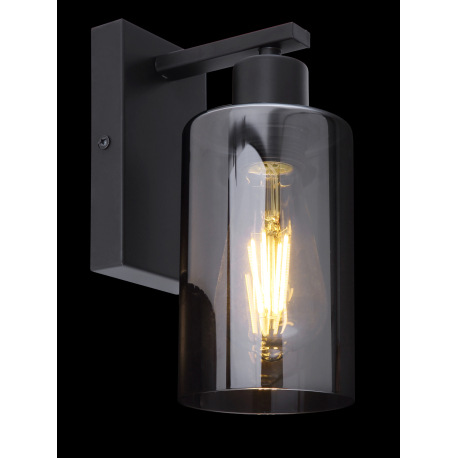 Nástenné svietidlo, kov čierny, sklo dymové, svieti smerom dole, ŠxV: 100x230, H: 150, bez žiarovky 10