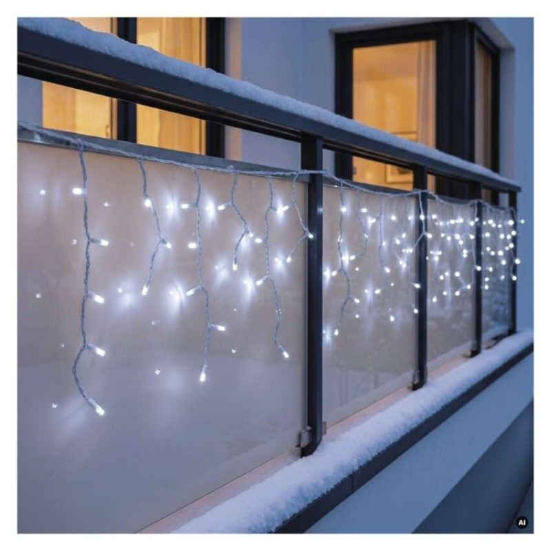 Premium LED spojovacia reťaz biela – cencúle, 3 m, vonkajšia, studená biela 6