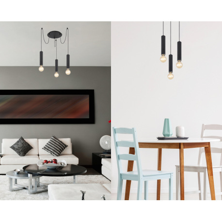 Závesné svietidlo, kov čierny, drevo čierne, kov nikel, textilný čierny kábel, ø: 350mm, V:1600mm, b 10