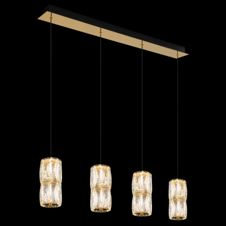 Závesná lampa kov zlatej farby antik, kov čierny matný, krištáľové číre sklo, kábel PVC čierny, výšk 3