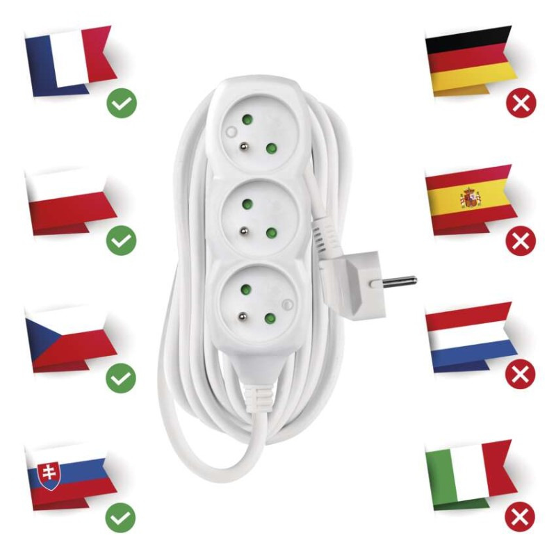 Predlžovací kábel 7 m / 3 zásuvky / biely / PVC / 1,5 mm2 1